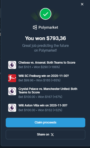 continuing to restore the balance of my polymarket profile

GG
A good day