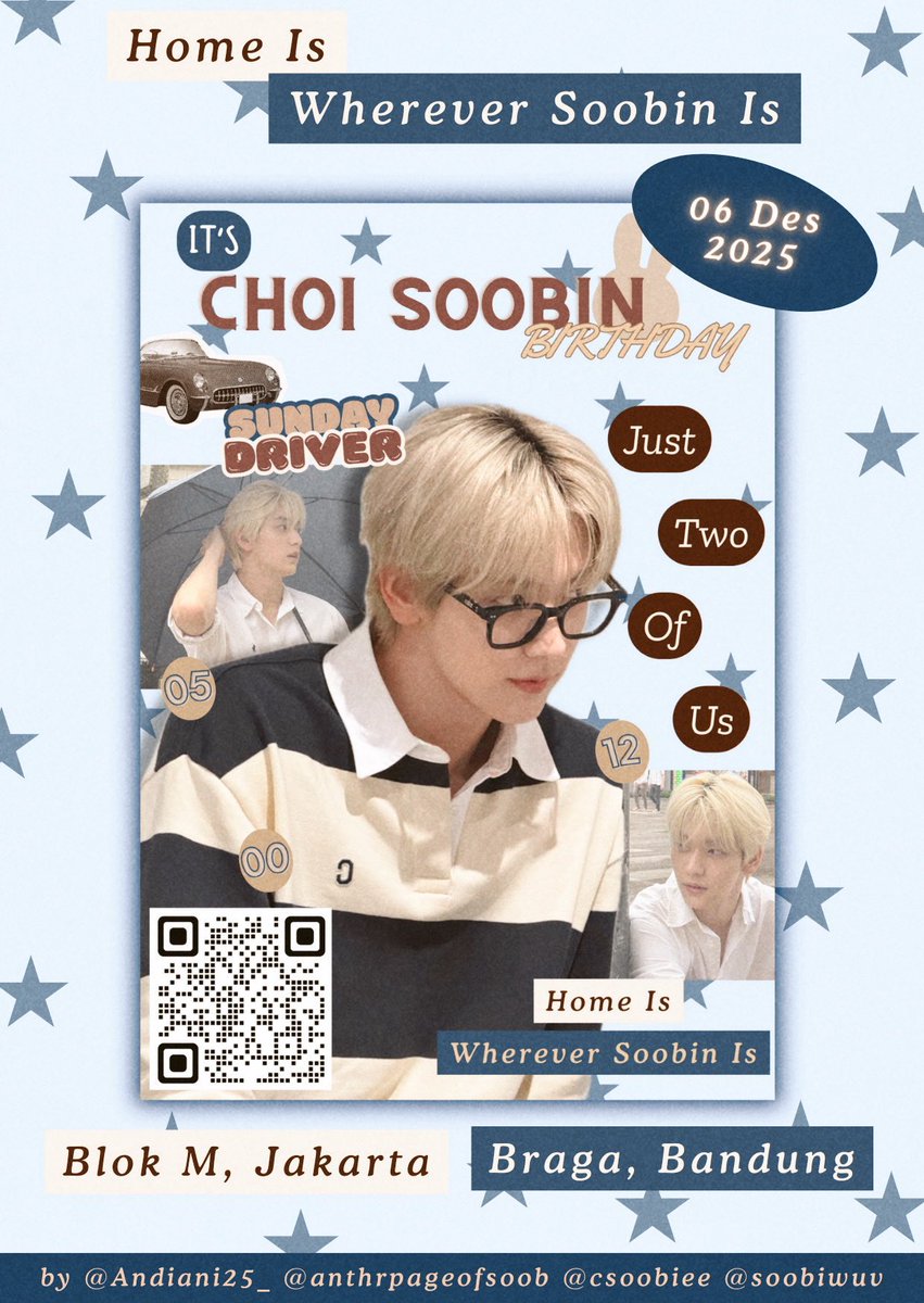 2025 𝘊𝘩𝘰𝘪 𝘚𝘰𝘰𝘣𝘪𝘯 𝘔𝘪𝘯𝘪 𝘉𝘪𝘳𝘵𝘩𝘥𝘢𝘺 𝘗𝘳𝘰𝘫𝘦𝘤𝘵ˎˊ˗

It’s time to celebrate our one and only Ace Leader, the Home we always return to, Choi Soobin!🐰

📍Blok M, Jakarta 
     Braga, Bandung
🗓️  06 Des 2025

Go find him, take a pict &amp; tag us.ᐟᲘ𐑼
#TiedToSoobin