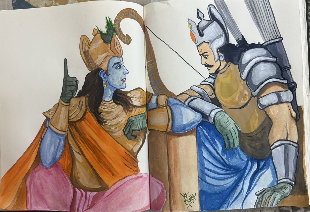 artPetals's tweet image. The #GitaJayanti reminds us of the most profound conversation in human history.
Gita remains the heart of the #Mahabharat simple, divine conversation between Krishna and Arjuna that still guides us today. Sharing a new #painting on this occasion. @kaushkrahul @Anshulspiritual