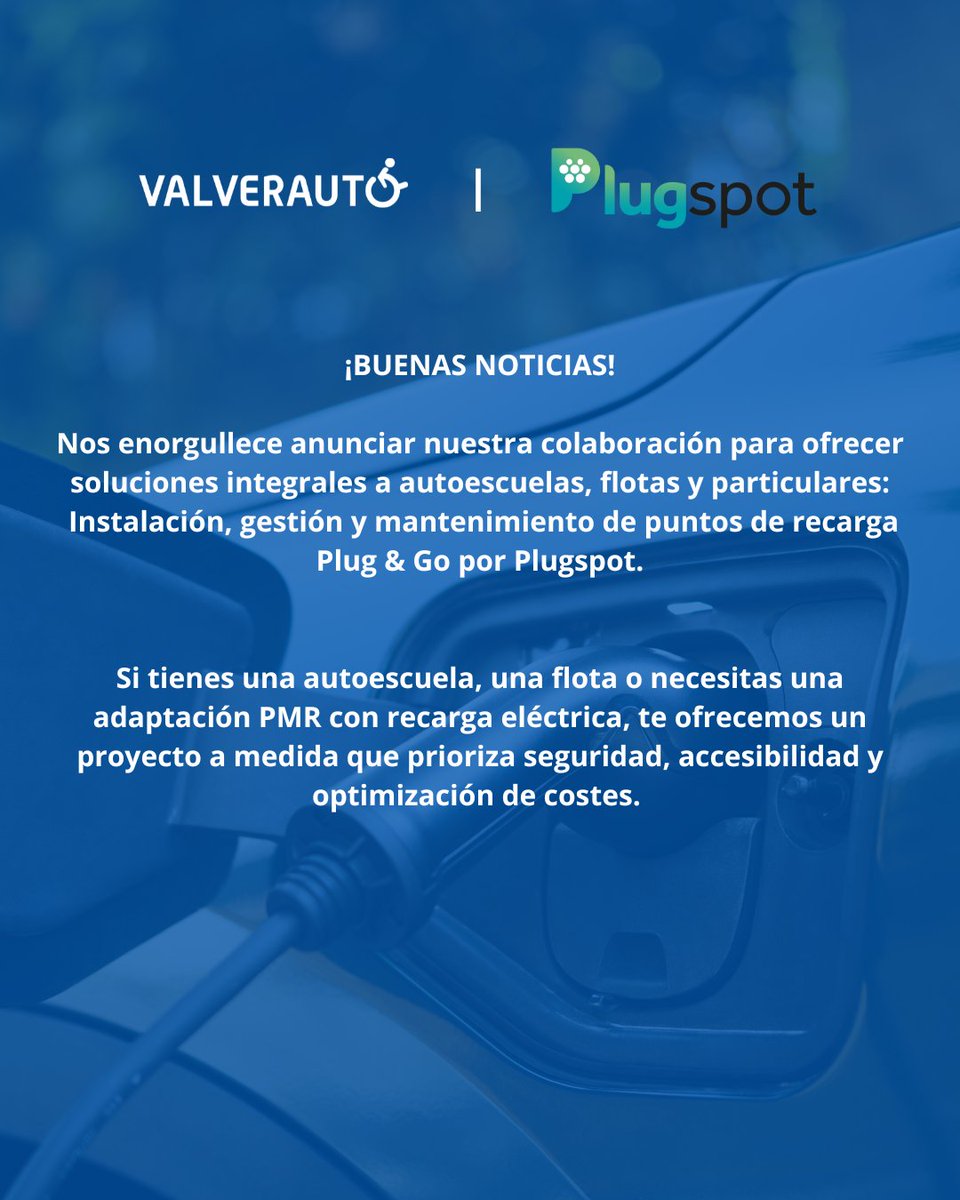 PlugspotEV's tweet photo. Muy contentos de poder anunciar esta nueva colaboración con @Valverauto para acercar nuestras soluciones para puntos de recarga a sus clientes.

Siempre con la calidad y atención que Valverauto ofrece ya a sus clientes. https://t.co/3GHfgCyv8j
