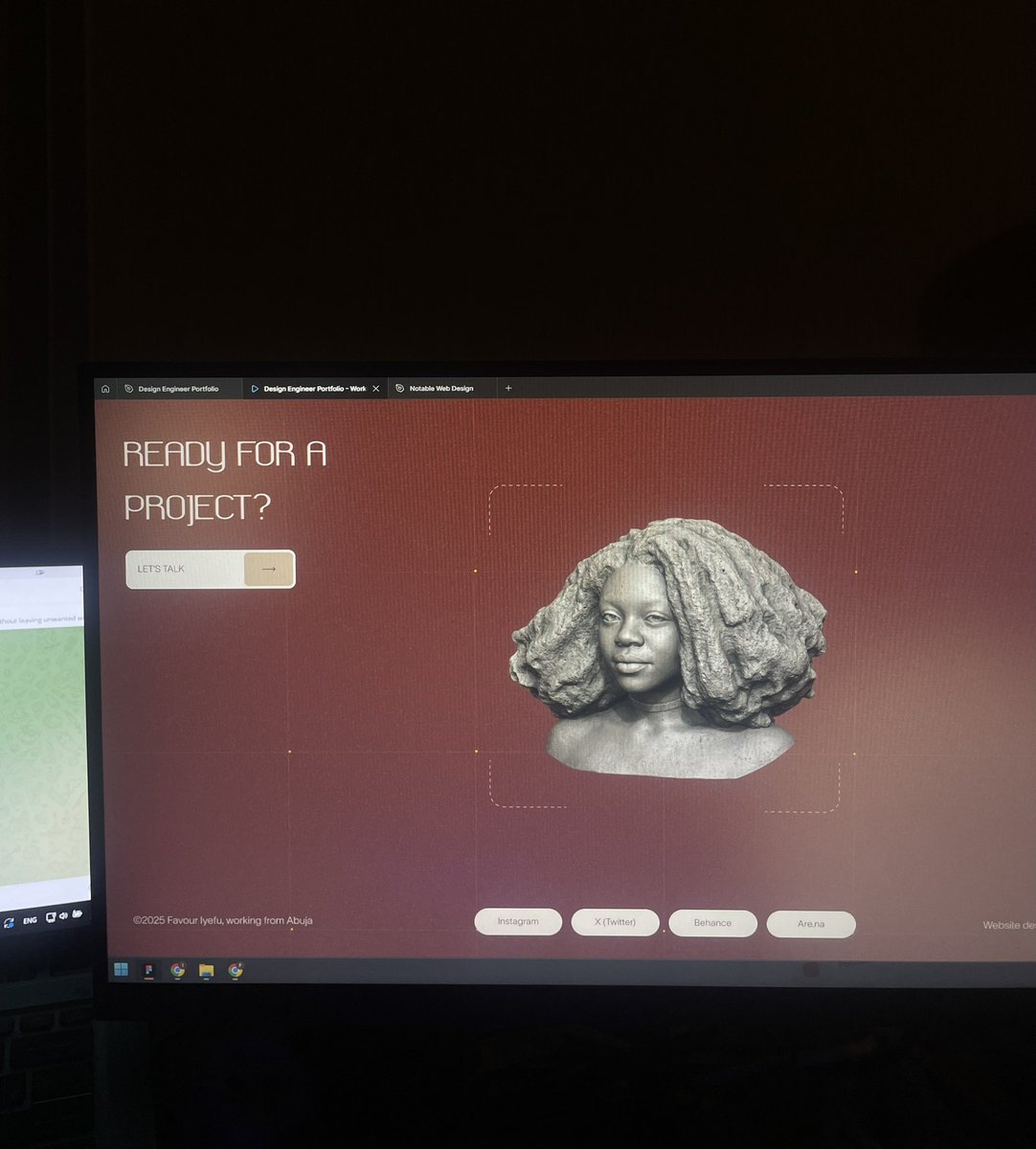 Iyefuu's tweet image. Sneak peek into my v2 portfolio design :)
#buildinpublic #threejs #creativeweb