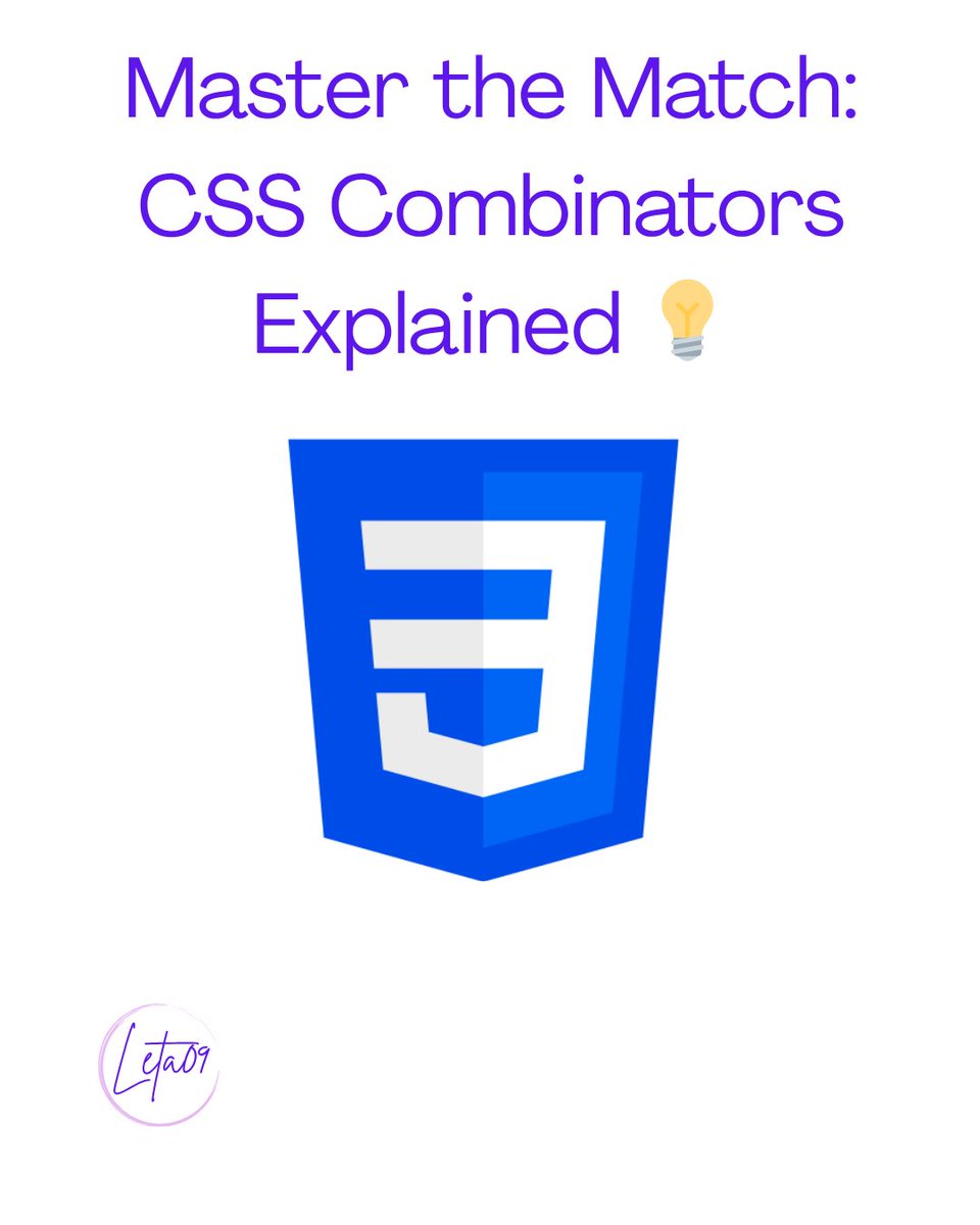 _leta09's tweet image. ✨CSS combinators. 💻 

#HTML #CSS #HTMLCSS #WebDev #FrontEnd #100DaysOfCode #WebDevCommunity #FrontEndDevelopment #FrontEndDeveloper