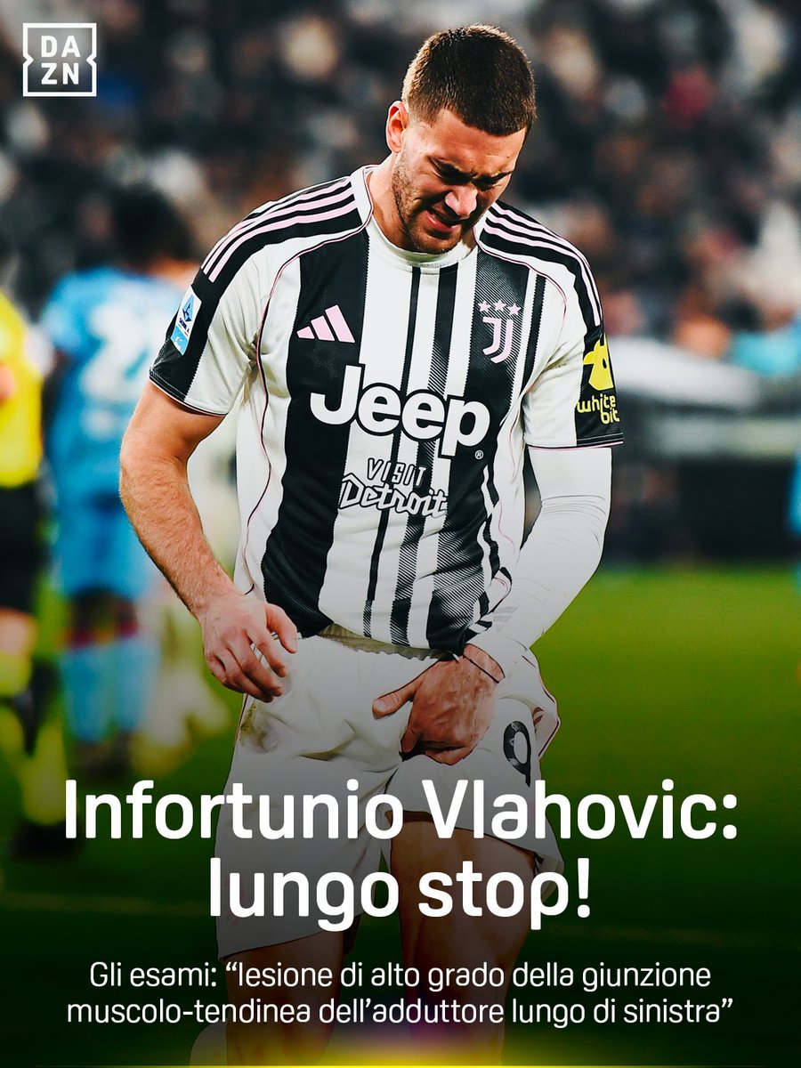 DAZN_IT's tweet image. Infortunio Vlahovic: 2025 finito per lui ❌

Lesione di alto grado: “Saranno necessari ulteriori consulti medici” per valutare se sarà necessario un intervento chirurgico 🏥

#Vlahovic #Juventus #DAZN