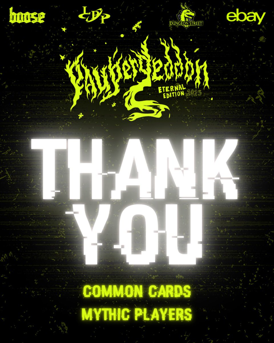 THANK You! 
997 players - biggest Eternal Weekend main event.
116 teams - largest Pauper Unified Team Trios ever.

Not everything went perfectly, but our first run “among the giants” became legendary thanks to you.

See you in Lucca, MAR 20-22, for Paupergeddon Winter Edition 26!