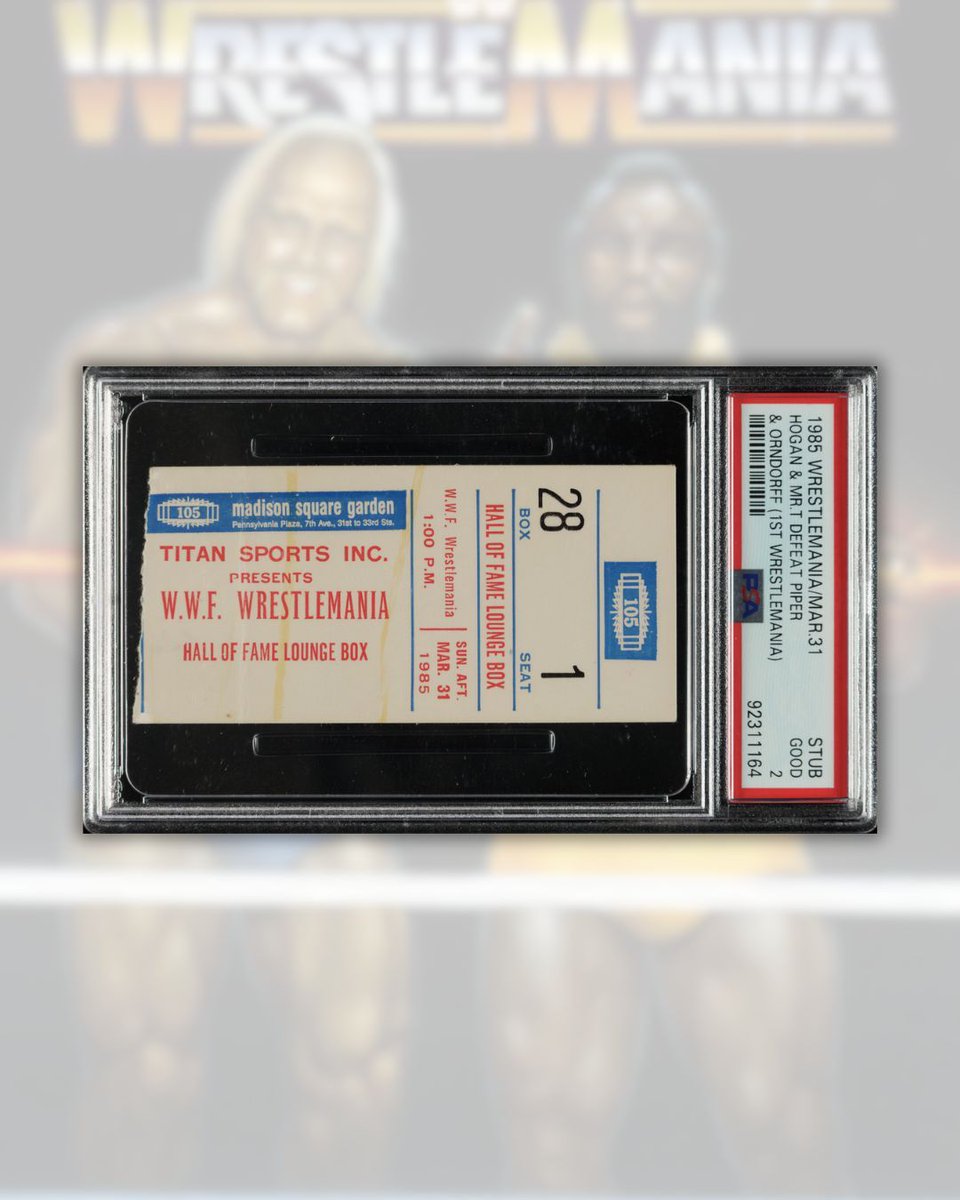 This year marks the 40th anniversary of #WrestleMania, which launched on March 31, 1985 at Madison Square Garden in NYC. As if on cue, the REA Marketplace just added a ticket stub from that inaugural show where the main event featured Hulk Hogan and Mr. T taking on Paul Orndorff