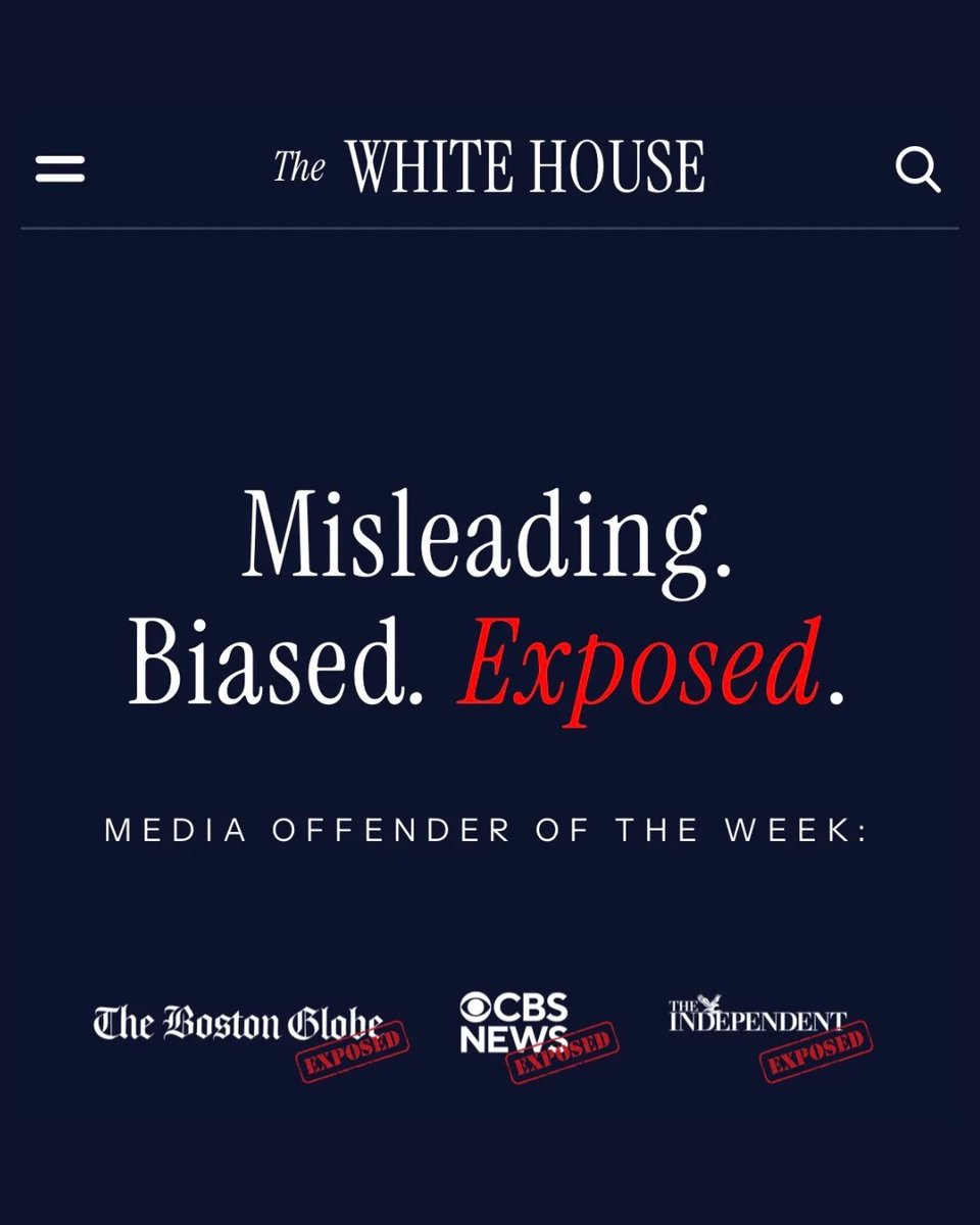 bennyjohnson's tweet image. The White House added a “Media Offender of The Week” section on the website dedicated to exposing the Fake News. 

This weeks offenders: 

- CBS 
- The Boston Globe
- The Independent 

The page even includes the “Offender Hall of Shame” for all past offenses. 

Absolutely genius.…