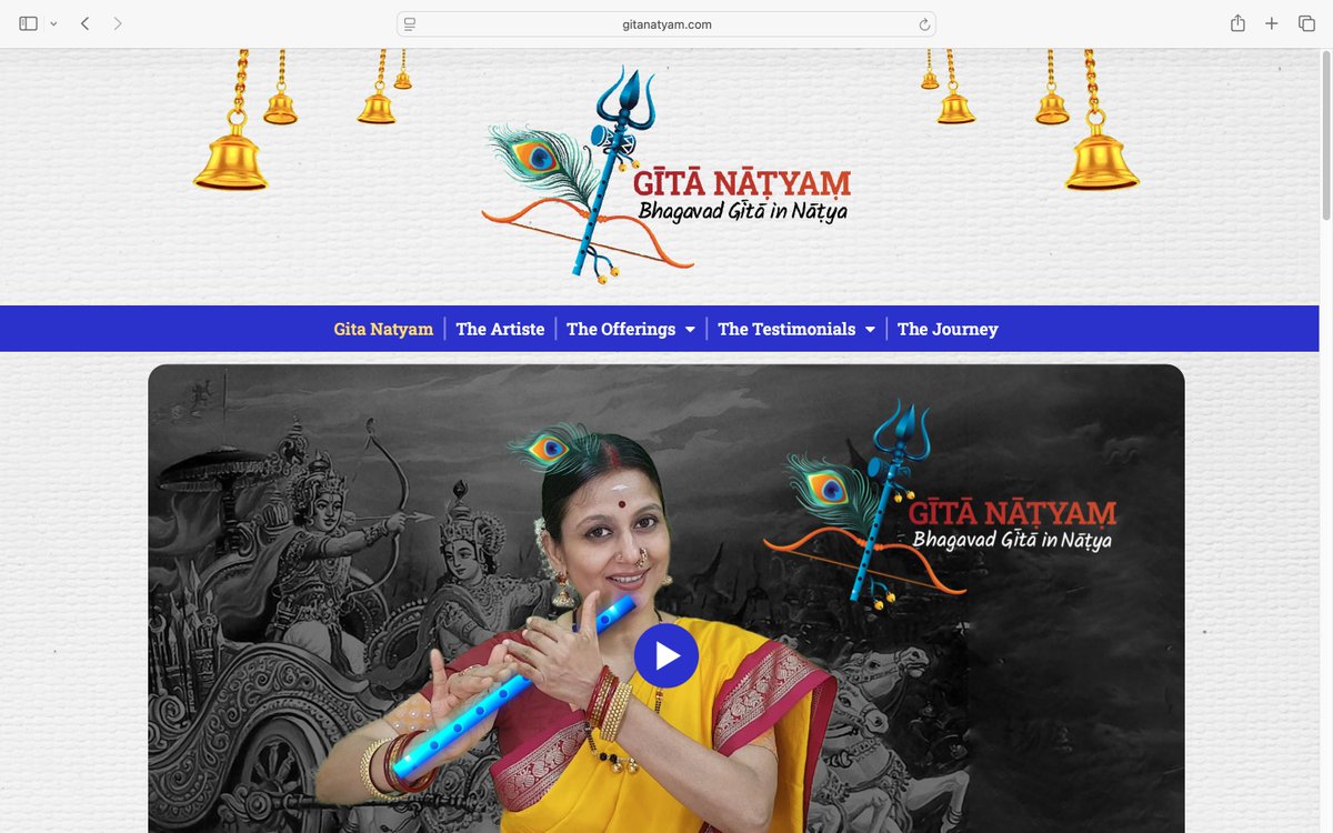 beingpavithraS's tweet image. On the auspicious day of #GitaJayanti2025, presenting my website gitanatyam.com that features the Yatra of Gita Natyam till present. 

The site is styled thus:- 
1. Vision 🪷
2.The Artiste🌿
3.Offerings🪷
4.Testimonials 🌿
5. Journey🪷

🙏Do visit with your good wishes!