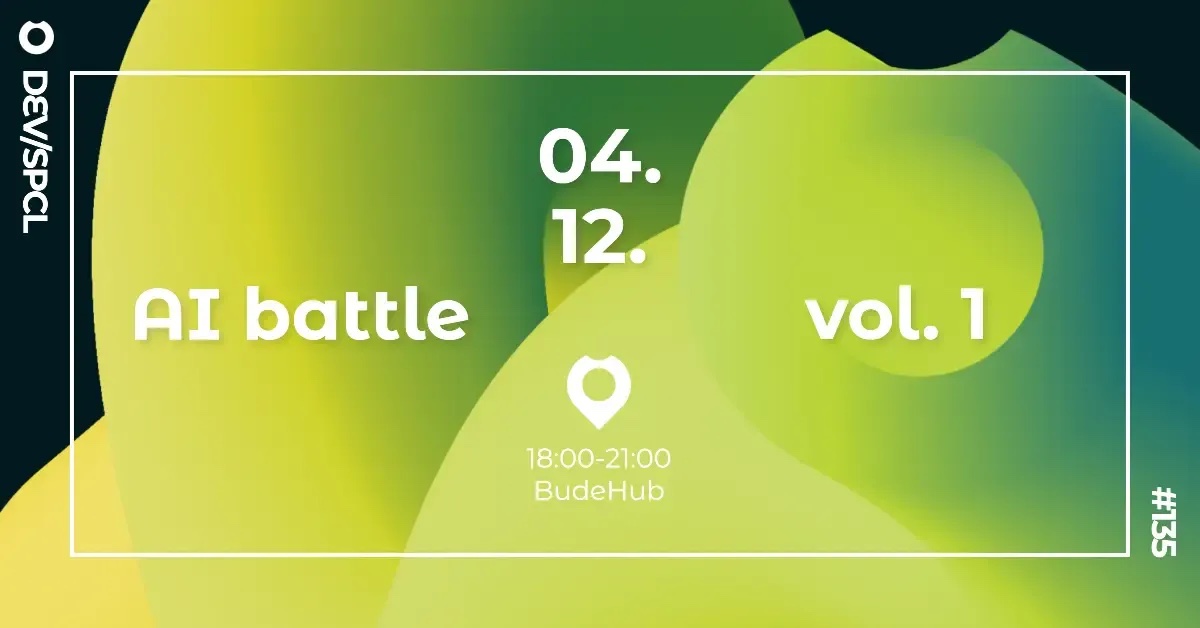 Poslední letošní (DEV) akce je tu! Tento čtvrtek od 18:00 v BudeHubu proběhne první ČTKN AI Battle. Všechny sloty pro soutěžící jsou plné a dorazí i speciální host <a href="/petrsoukup/">Petr Soukup</a>. Čeká nás i jeho intro o Claude Codovi. Registrace na webu: ctvrtkon.cz/udalost/ai-bat…