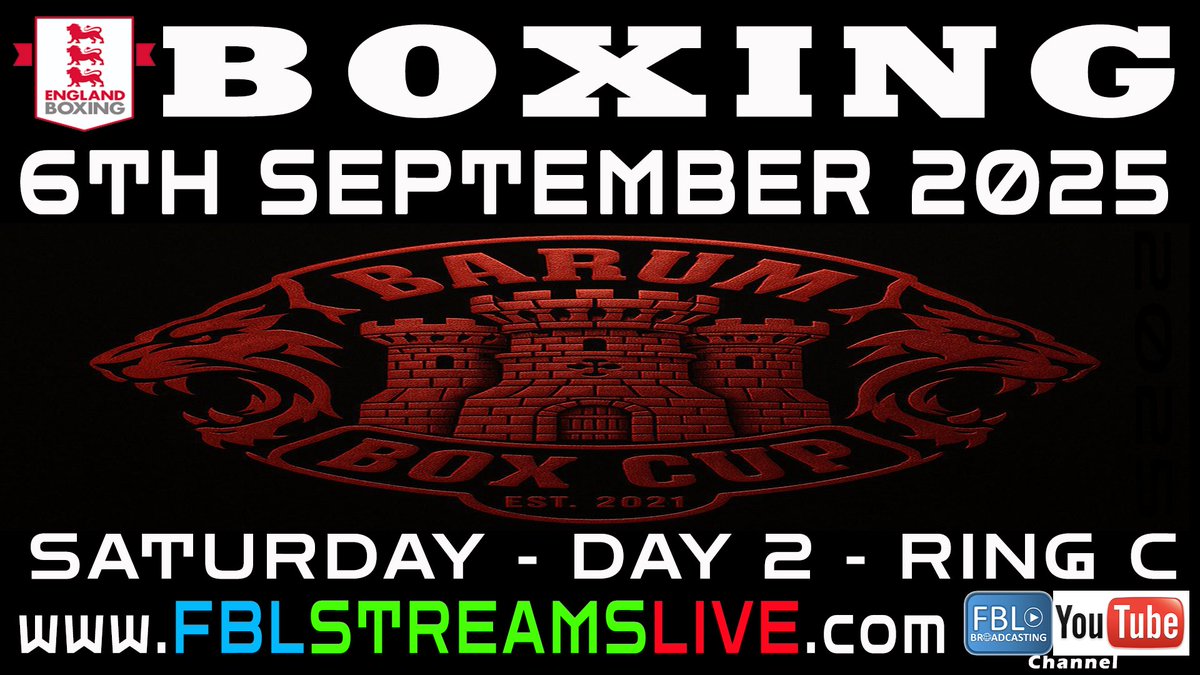 AVAILABLE TO THE PUBLIC NOW!!! LIVE AMATEUR BOXING!! BARUM BOX CUP 2025 - DAY 2 SATURDAY - RING C - 06/09/2025!!! The Barum Box Cup is one of the first box cups of the season. Loads of Bouts to watch over the 3 day championship!!! youtu.be/_gZnD9fm4RU