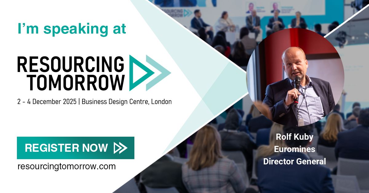 Euromines will be participating in <a href="/ResourcingTomo/">Resourcing Tomorrow</a> in London (2-4 Dec 2025). We'll be in high-level panels and roundtables, discussing critical minerals, ESG, streamlined permitting, defense supply chains &amp; digital transformation.

➡️Read more: shorturl.at/041O7

#Euromines