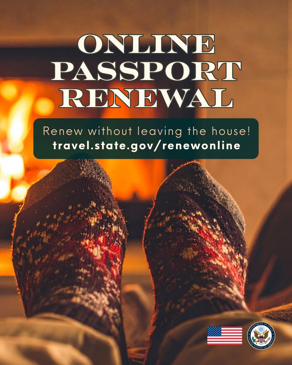 In addition to being convenient and secure, online passport renewal is also the COZIEST way to renew your U.S. passport. Renew right from your couch without leaving the house! See if you're eligible to renew online at travel.state.gov/renewonline
