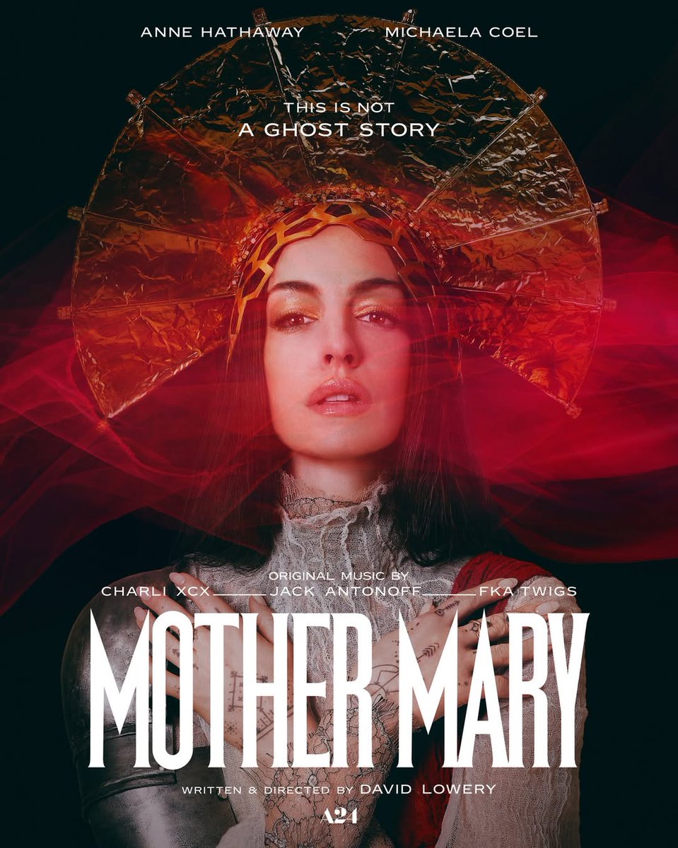 RottenTomatoes's tweet photo. All-new posters for David Lowery's #MotherMary, starring Anne Hathaway and Michaela Coel. 

Check back tomorrow for the debut trailer. https://t.co/od53ddCxVC