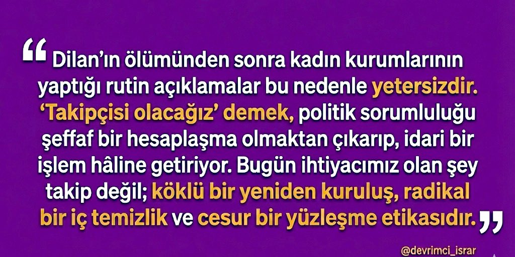 devrimci_israr's tweet photo. Hakikatin Açığa Çıkmasından Korkanlara Uyarı: Dilan Karaman için...
| Rosa ARYA

https://t.co/VbhwZ4VpLG https://t.co/FhkcovpJon