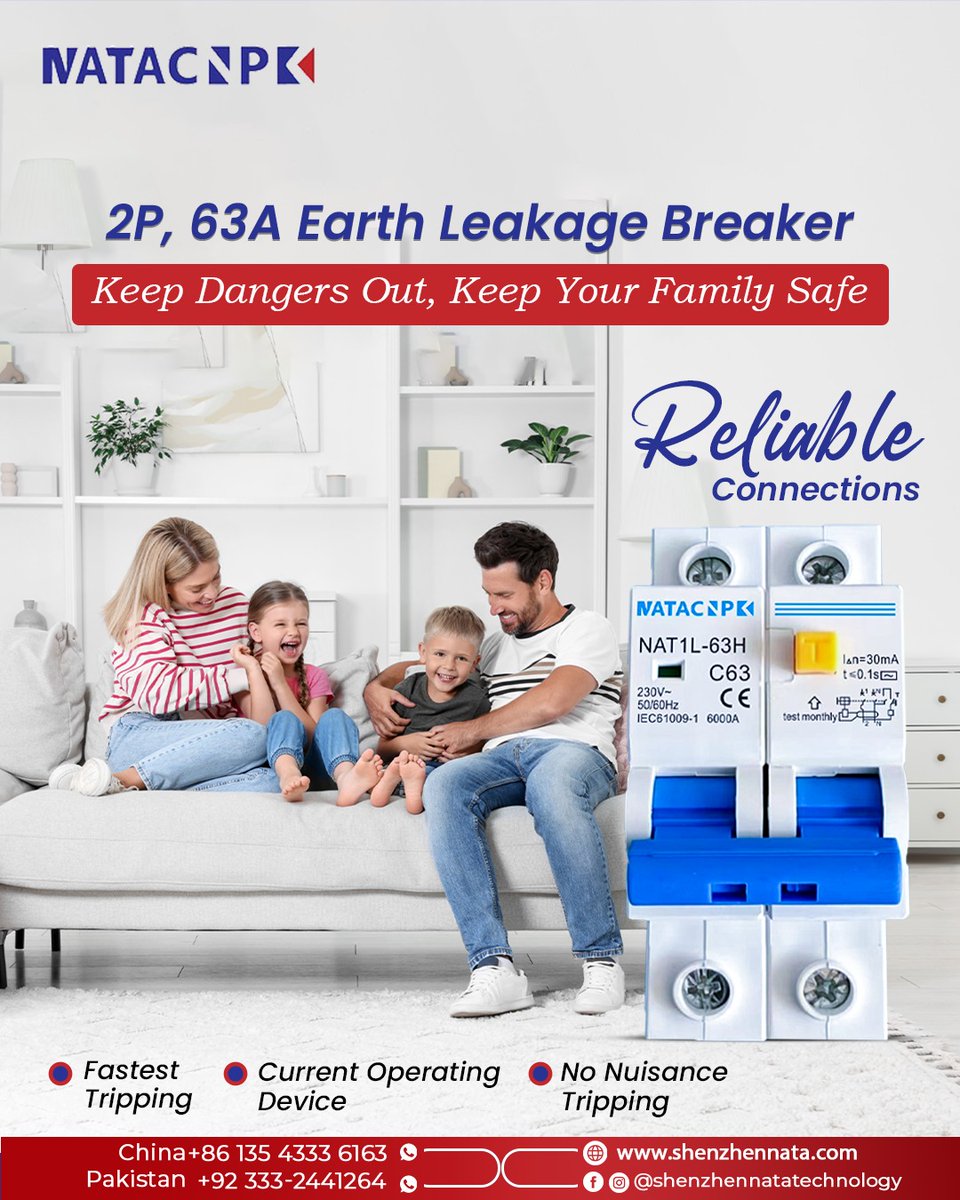 ShenzhenNata's tweet image. 𝐒𝐭𝐚𝐲 𝐒𝐚𝐟𝐞 𝐰𝐢𝐭𝐡 𝐒𝐡𝐞𝐧𝐳𝐡𝐞𝐧 𝐍𝐚𝐭𝐚 𝐓𝐞𝐜𝐡𝐧𝐨𝐥𝐨𝐠𝐲.⚡

Our 2P, 63A Earth Leakage Breaker is your first line of defense in electrical safety. 
🌐 Shenzhennata.com
.
.
#ShenzhenNataTechnology #ElectricalSafety #CircuitProtection #EarthLeakageBreaker