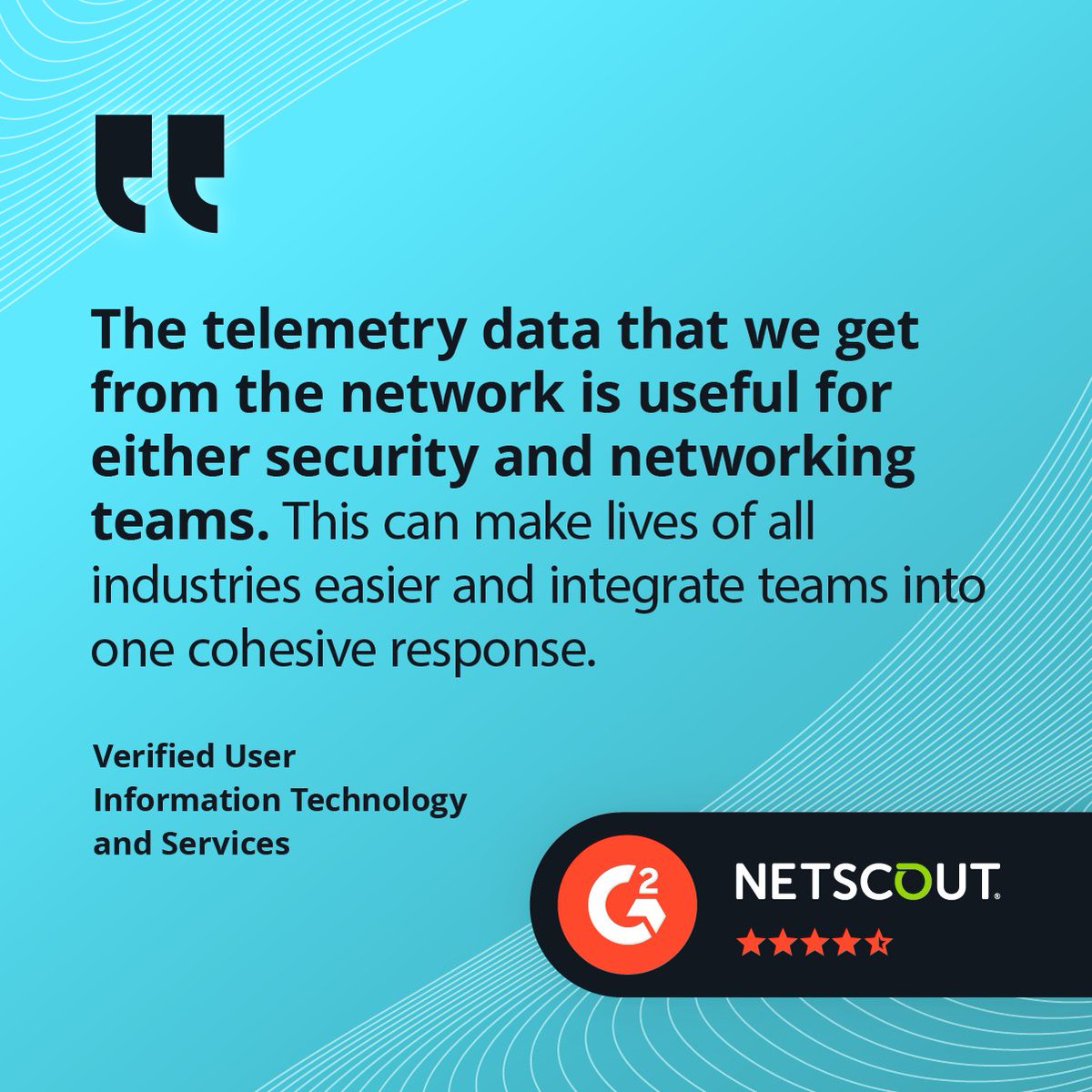 NETSCOUT's tweet image. Behind every review is a person and a story that matters.

When customers share how NETSCOUT helps them protect what’s essential, it’s more than technology. It’s about people, businesses, and lives connected across the globe.

This season, we’re thankful for the trust of our…