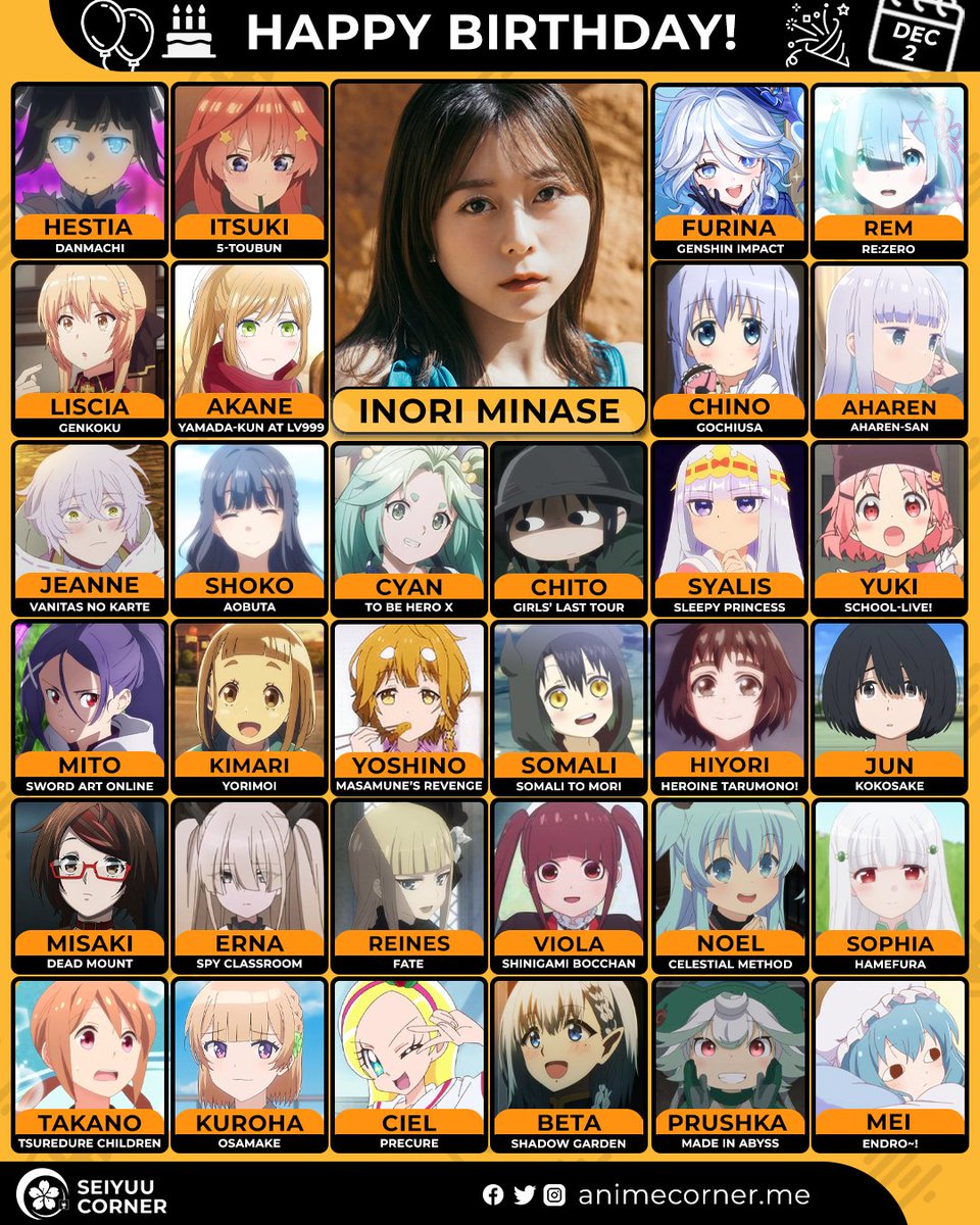 seiyuucorner's tweet image. Happy 30th birthday Inori Minase! 🎉 

Let&apos;s wish Inorin all the best @inoriminase

#InoriMinase #水瀬いのり #水瀬いのり生誕祭2025