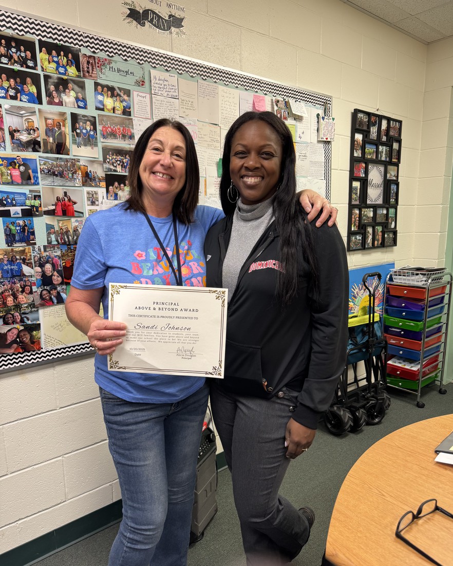 Congratulations to Sandi Johnson for receiving the Principal Above and Beyond Award! Thank you for your dedication, leadership, and the incredible impact you make every day.