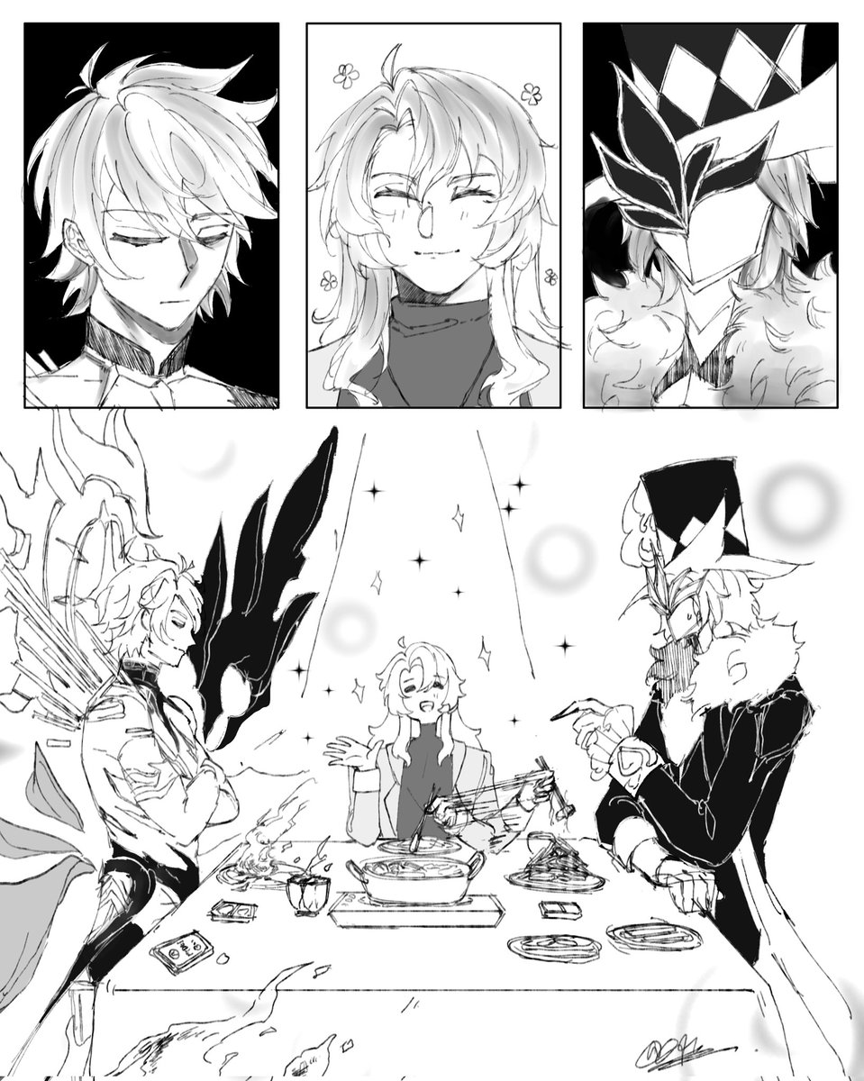 Citygone_1's tweet photo. Hotpot party🥳 
#Argenti
#Aventurine 
#Phainon https://t.co/C680tFwxAk