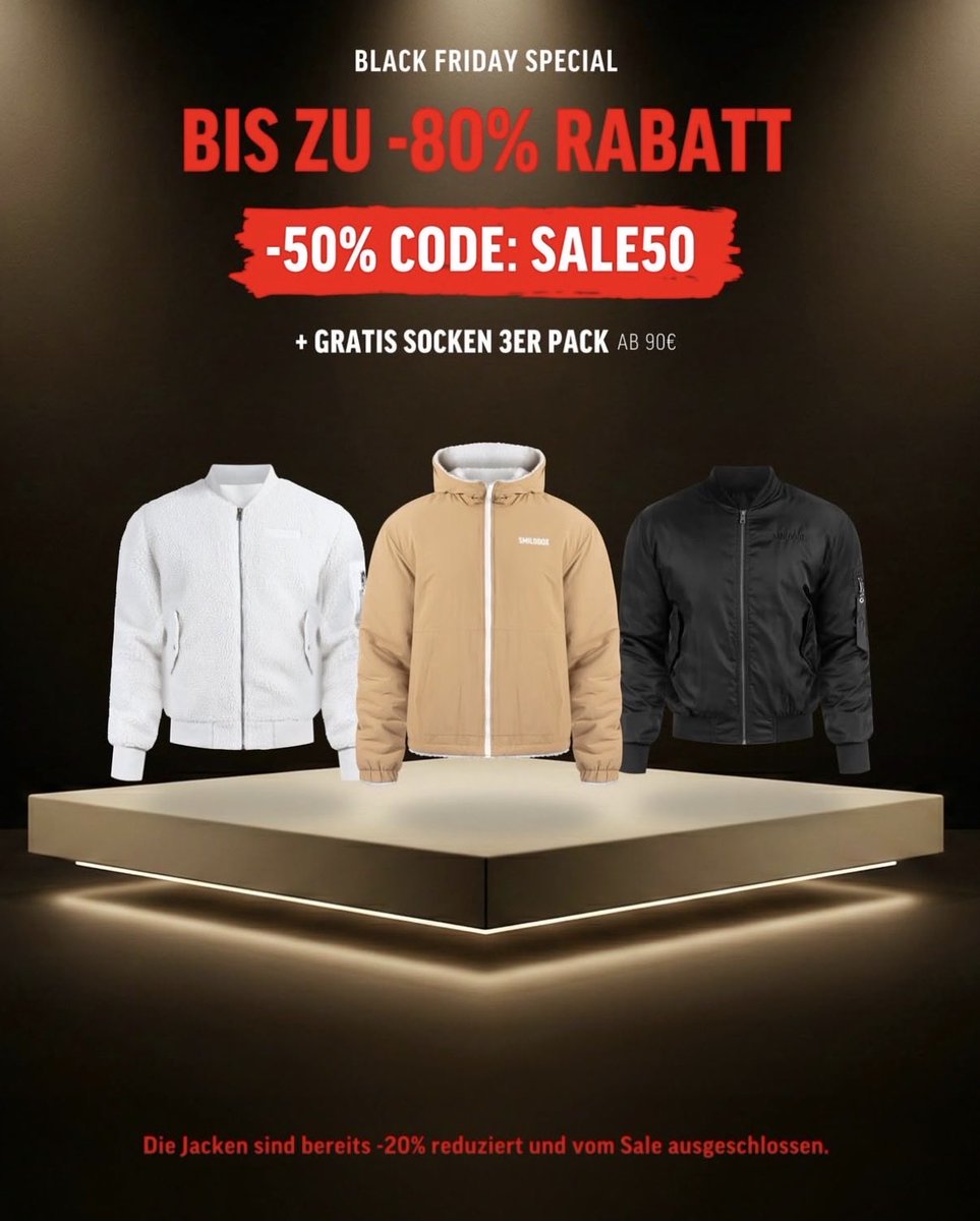 🔥 BLACK FRIDAY DEALS, DIE KNALLEN! 🔥

Spare -50% AUF ALLES mit dem Code SALE50 und sicher dir insgesamt bis zu 80% Rabatt – nur für kurze Zeit. 🖤✨

#smilodox #sale #blackfriday