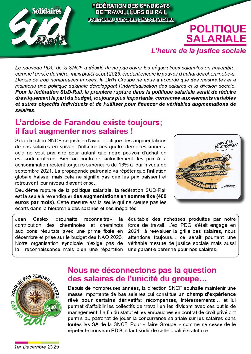 Fede_SUD_Rail's tweet photo. 🟢 Politique #salariale à la #SNCF : l’heure de la justice #sociale !
👊 Nos revendications sont réalistes et réalisables ! Allons les gagner ensemble très rapidement !
@UnionSolidaires https://t.co/nrM9jHvd0L
