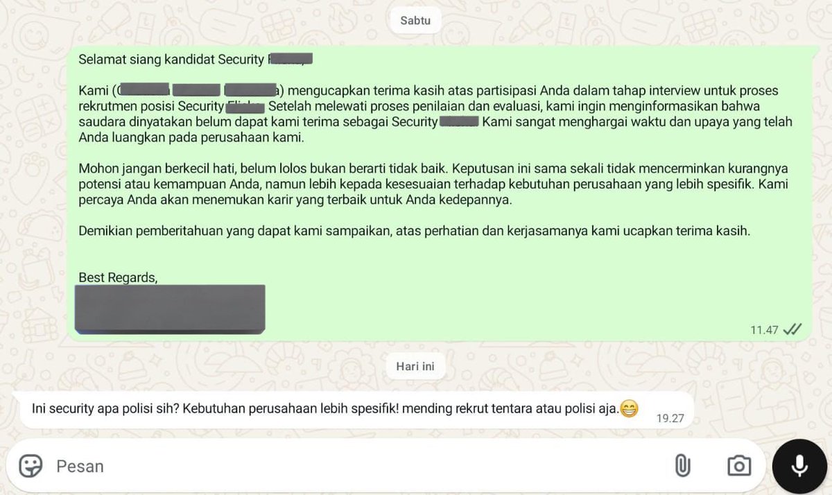 Mulai paham dengan kalimat "banyak orang yg melamar kerja, tapi sulit mendapatkan pekerja"