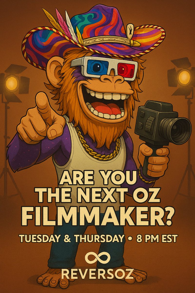 Are You the Next OZ Filmmaker? 🎥

🚀 turn your Reversoz IP into your own short film
🎨 Build your creator identity
🎥 Join the club shaping the next era of digital storytelling

Tuesday LIVE ON X &amp; Thursday LIVE ON TIKTOK• 8 PM EST 

Register 👇🏻
 x.com/i/spaces/1zqJV…