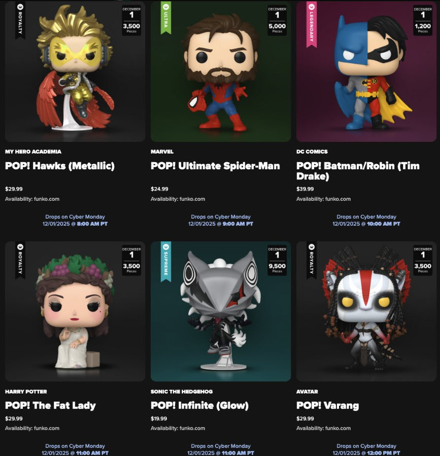 professorjosh's tweet image. Good luck today! 🍀 Which one are you going after today? Cyber Monday kicks off at Funko at 8 AM PT / 11 AM ET with fresh drops every hour.

#funkoaddict #funkoshop #funkopops #funkopop #funkograil #funkofamily #funkocommunity #funko #funkocollector #funkolimitededition