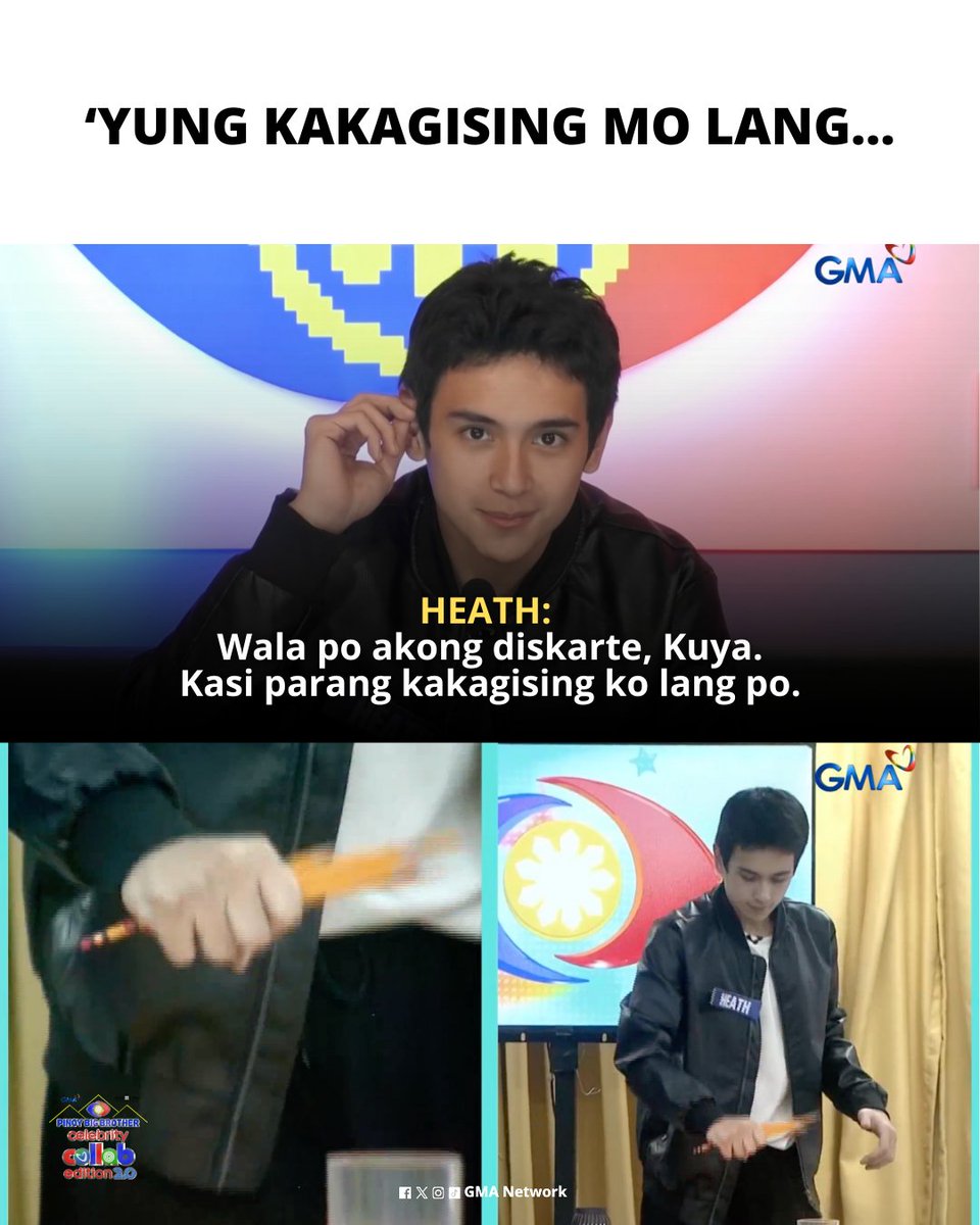 gmanetwork's tweet image. #PBBCollab20Violators: Pampagising daw sa&apos;yo &apos;yan, Heath!

Watch #GMAPBBCollab on weeknights at 9:40 PM, Saturdays at 6:15 PM, and Sundays at 10:05 PM on GMA Network. 

For PBB All-Access Livestream, visit: GMANetwork.com/PBBLivestream