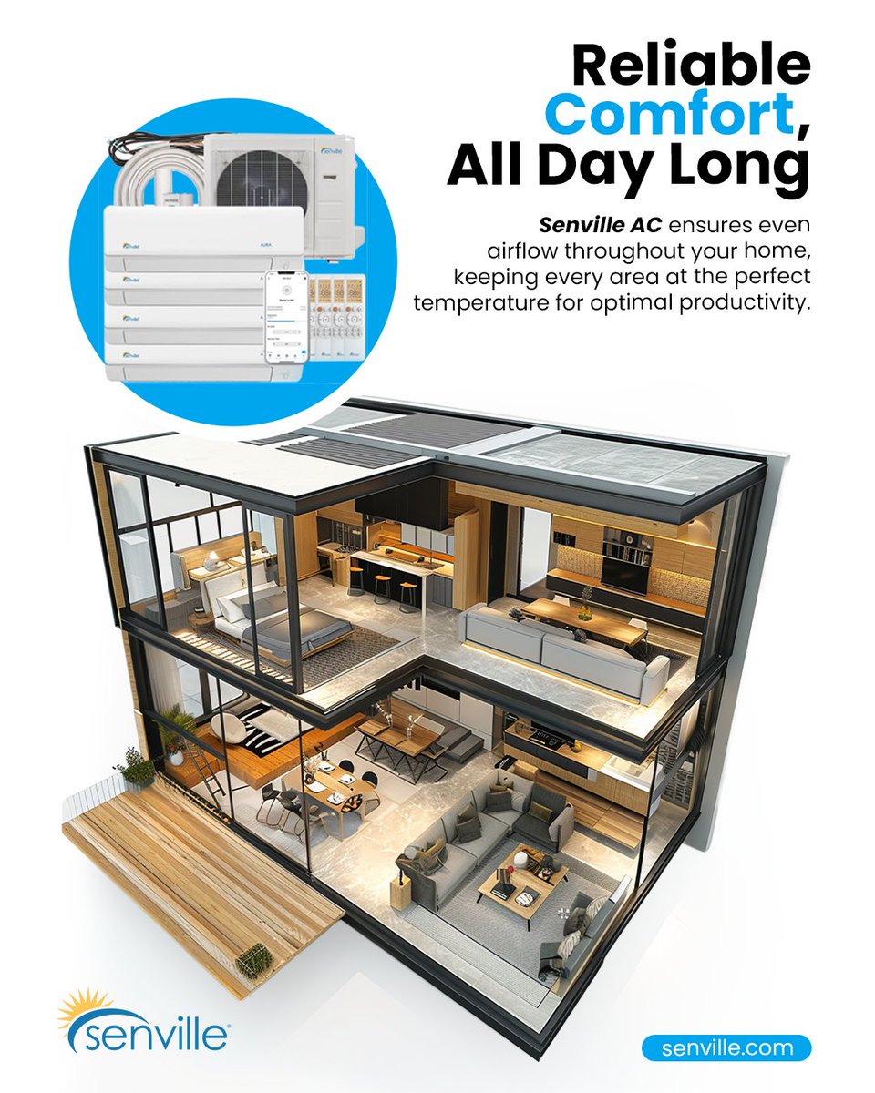 senvilleusa's tweet image. Your home is a collection of unique spaces: the busy kitchen, the productive office, the restful bedroom, and the relaxing living room. Why should they all share the same temperature?

✅Optimal Productivity
✅Perfect Rest:
✅No More Hot Spots

#senville #multizone #homecomfort