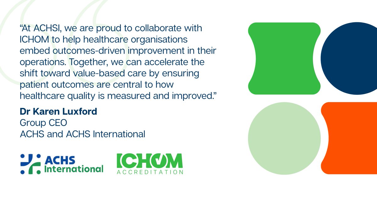 ICHOM_ORG's tweet image. Introducing @ACHS_Intl as ICHOM&apos;s latest Accreditation partners! By combining ICHOM’s outcomes framework with ACHSI’s quality and accreditation expertise, providers gain a clearer, more consistent pathway to measuring &amp;amp; improving patient care. Learn more: ichom.org/news/achsi-par…