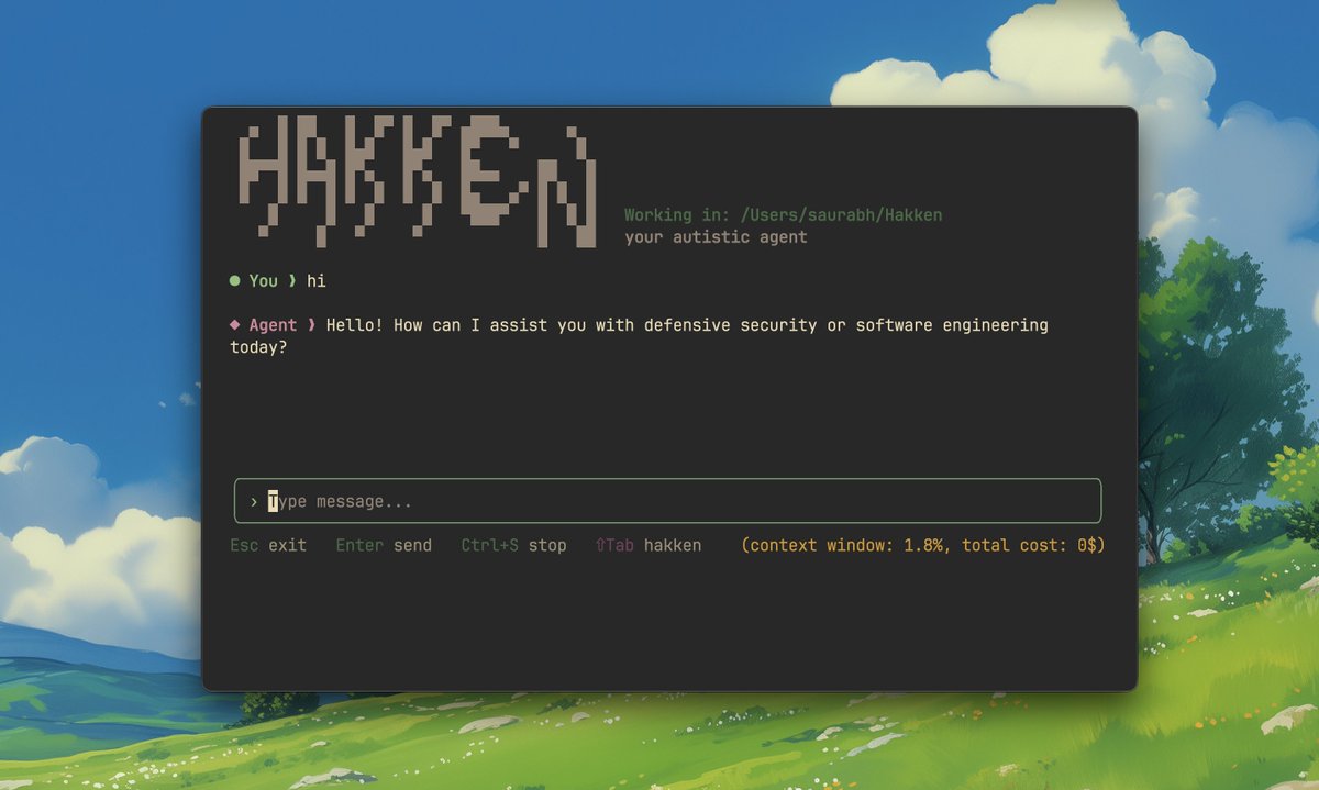 saurabhtwq's tweet image. hey hi! introducing hakken, a cli coding agent.

&amp;gt; i just wanted to explore the agent space. 
&amp;gt; so i decided to build my own agent from scratch like claude code. 
&amp;gt; and this is the result of not going to not touching grass on weekends. 
&amp;gt; although this is not perfect and i am…