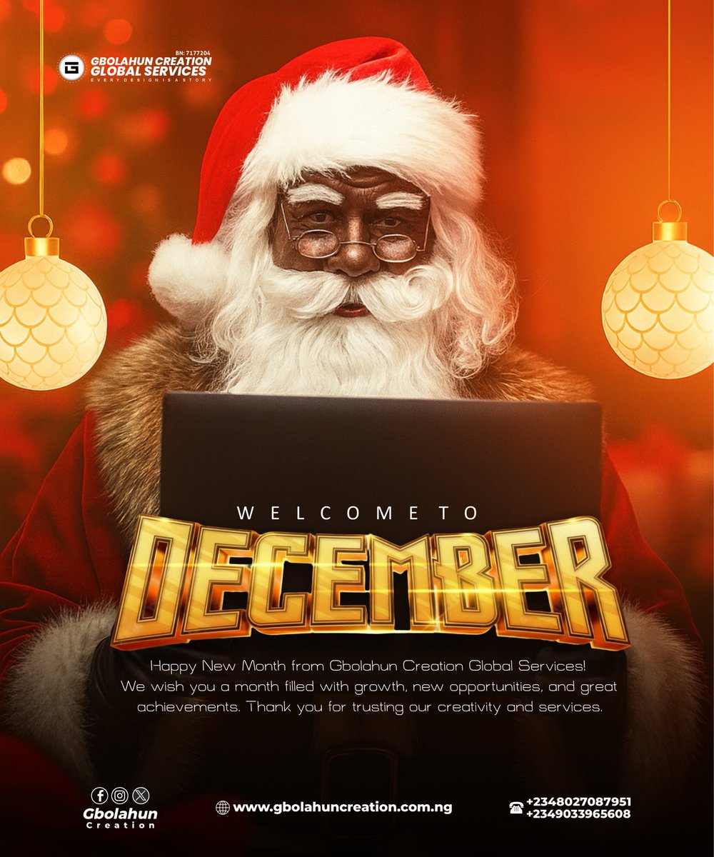 Gbolahuncreati's tweet image. December just pulled up in style! 🎅🏾✨
Thank you for making 2025 beautiful with us. May this last month return the love with growth, peace &amp;amp; plenty wins! 🏆
#HappyNewMonth #DecemberLoading #GbolahunCreationGlobal
