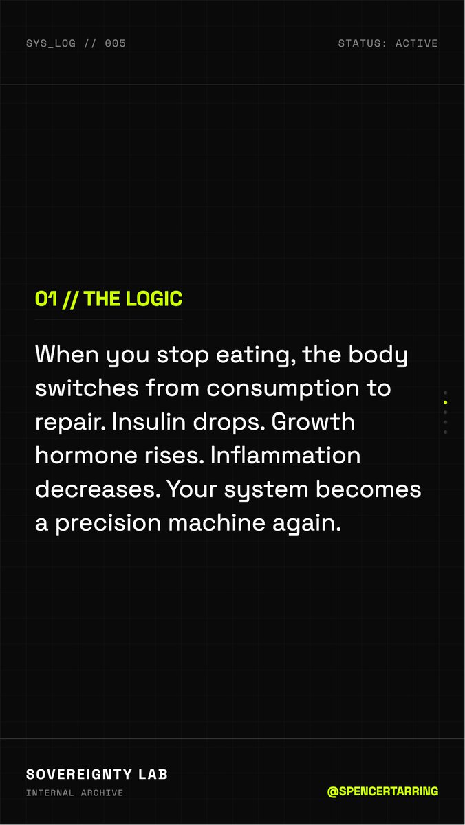 Fasting is not deprivation — it is metabolic warfare. Your body cleans itself, burns itself, and rebuilds itself stronger. #SovereigntyLab #Fasting #Autophagy #Ketosis #Discipline