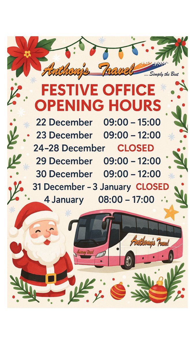 Festive office opening hours for the Kingdom of coaches