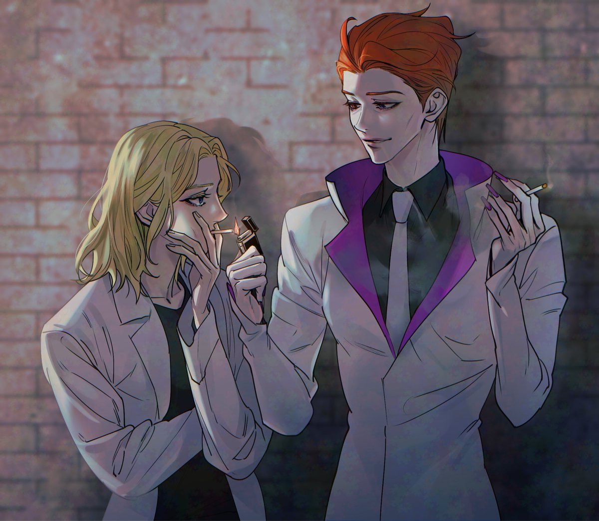 renu_das_'s tweet photo. commssioned @ing9bang9 for amazing 
#moicy.
i headcanon both of them as smokers, and i love the idea that moira would carry a fancy lighter even though even though angela goes through more cigarettes https://t.co/gO7DsZ1tFA