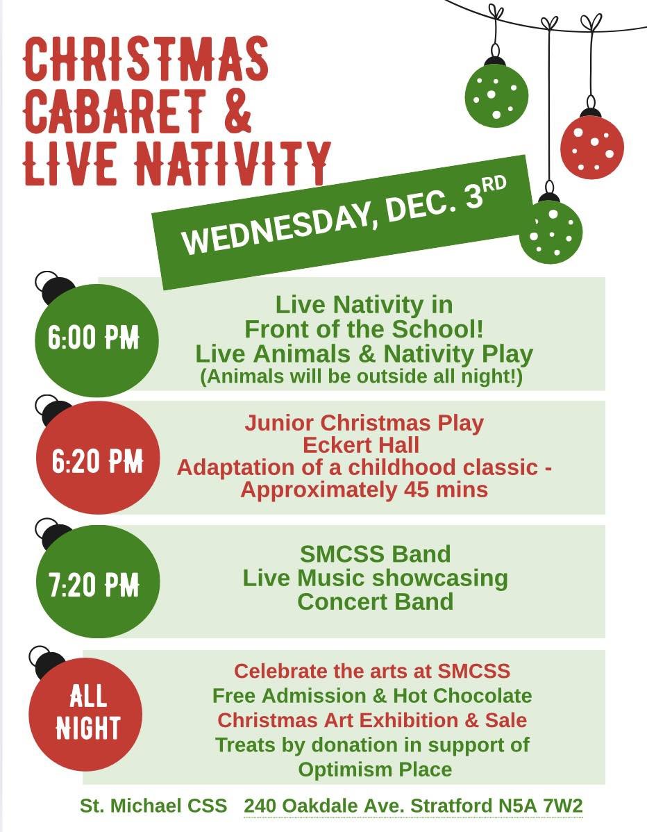 Jamie: Nice chatting with Kathleen VonEuw from St Michael CSS. It's A Christmas Cabaret &amp; Live Nativity THIS WED DEC 3 at the school. A full evening in an open house format. Kathleen has all the info: drive.google.com/file/d/1_-bzTC…