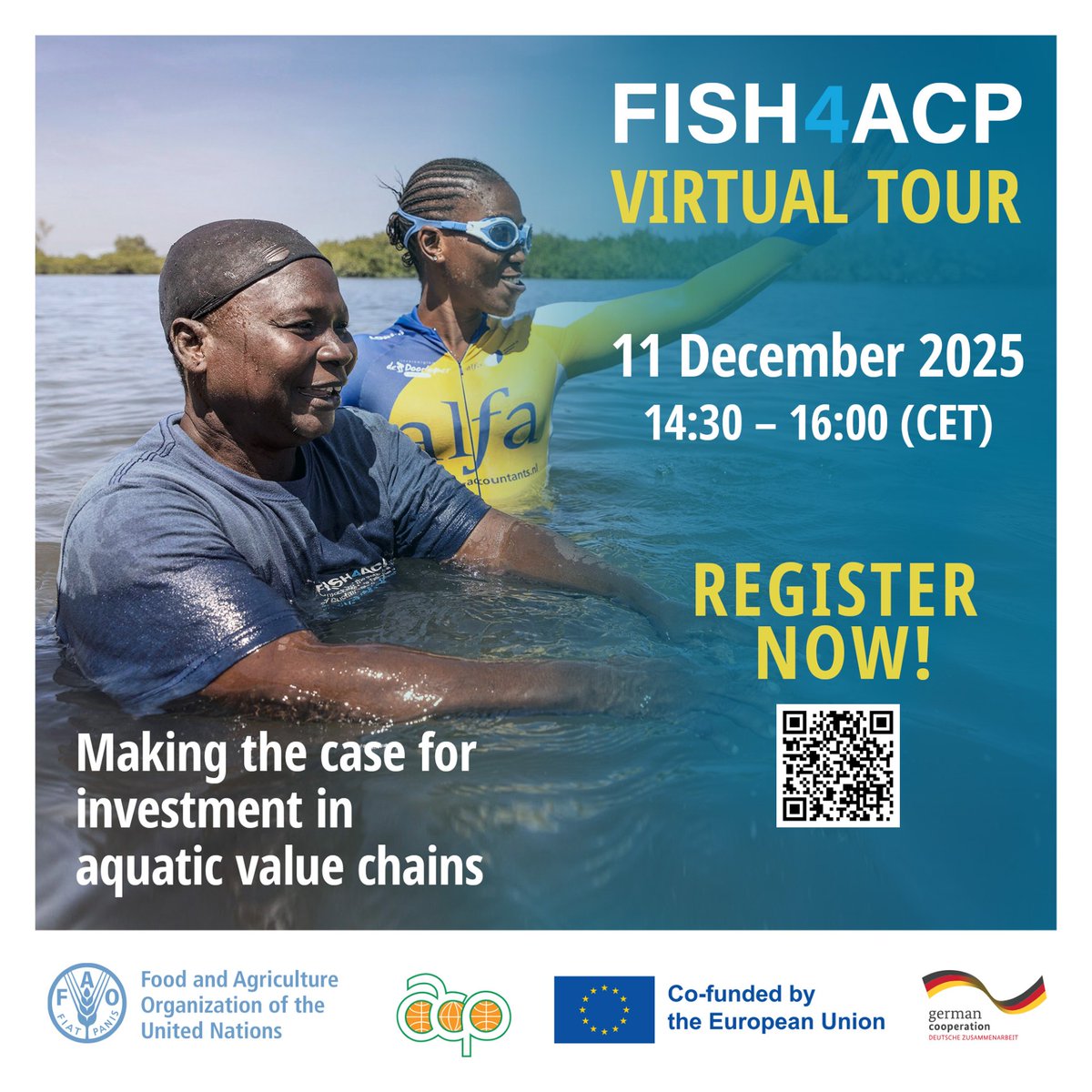 ARigaudFISH4ACP's tweet photo. #FISH4ACP’s virtual tour explores the economic, social &amp; environmental impact of investing in aquatic value chains. 🦪🐟

Join us online on 11 December 2025! 🗓️

Register now: https://t.co/vy9gkI717B

@EU_Partnerships @BMZ_Bund @PressACP @FAOfish #GlobalGateway https://t.co/UrZtbBYZK8