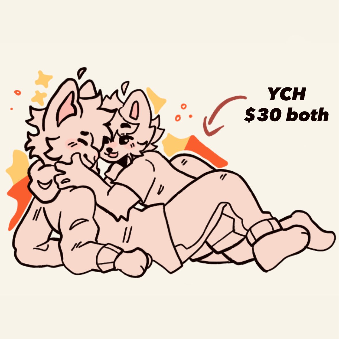 couple YCH 🧡✨ ~ infinite slots til i close !

3️⃣0️⃣ (for both!) 
~ any species 
~ flat 

rts appreciated 🖤 Dm if you are interested
