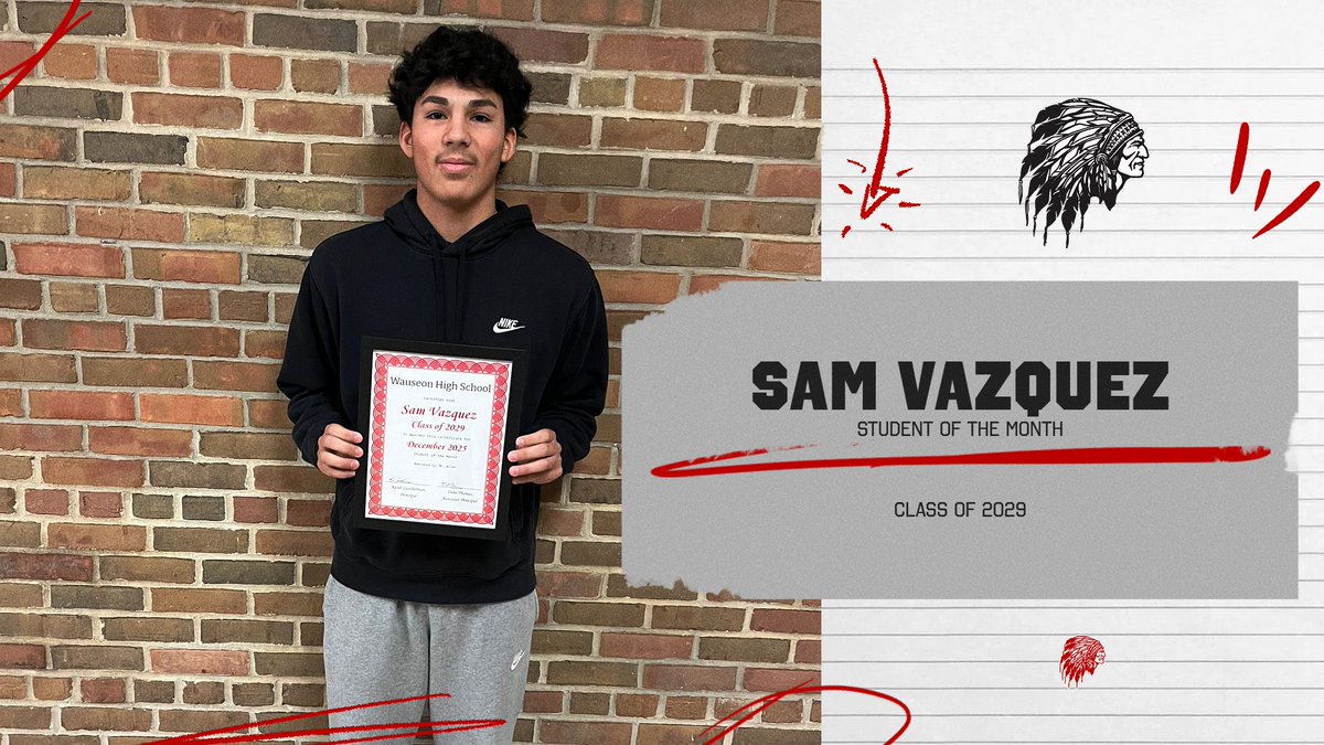 Congratulations to Sam Vazquez, our Freshman Student of the Month! Sam was nominated by Mr. Allen. #WauseonPride
