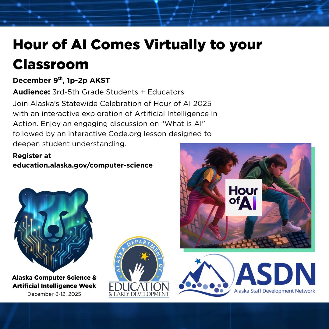 Mark your calendars: Live Events &amp; Coding during Alaska CS &amp; AI Week (Dec 8-12)