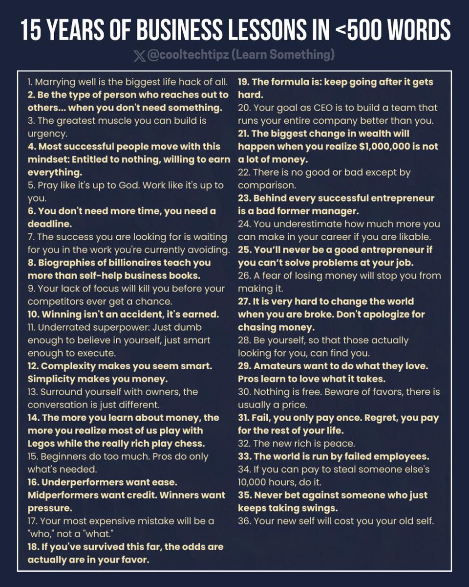 cooltechtipz's tweet image. 15 years of business lessons in &amp;lt;500 words