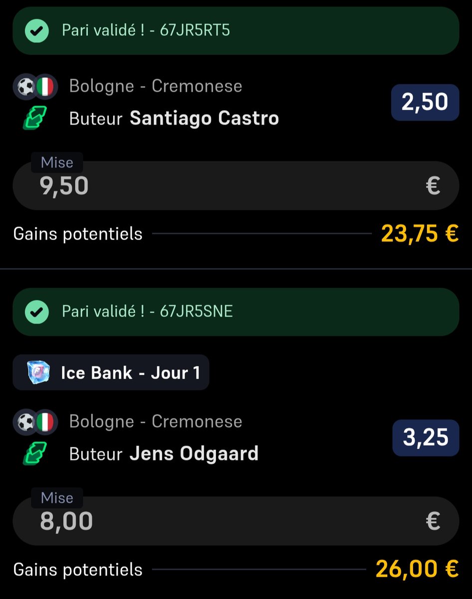 ValueBet3's tweet photo. Match de BOLOGNE à 20h45 contre Cremonense, j ai tenter quelques bets avec garantie sub pour tout ! 🙏⚽️🇮🇹🔥

➡️ 0,4% TC passeur
➡️ 0,4% Castro, 0,3% Odgaard https://t.co/6SXHYpNCp2