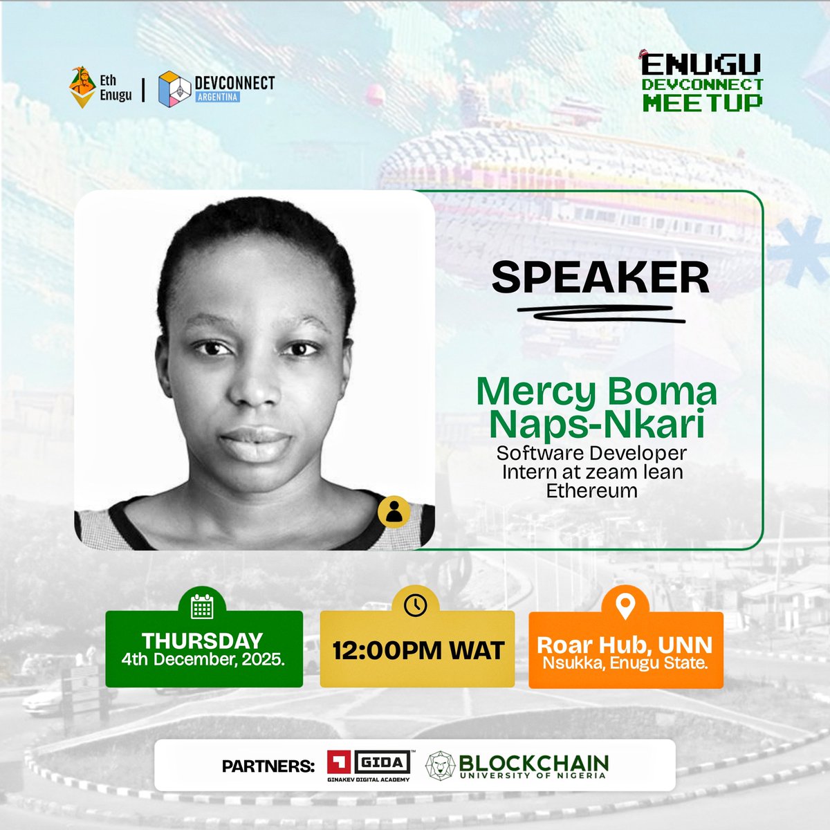 Eth_Enugu's tweet image. We’re thrilled to announce our first set of speakers for the Enugu Devconnect Meetup!!

Joining us are @Snapcrackle from @EFetheverywhere, @naps_thelma, @apostleofdesign &amp;amp; @kevin_chibuoyim  - our Lead/Convener of @Eth_Enugu

Reg: luma.com/c990o35b

Come tap @EFDevcon tales!…