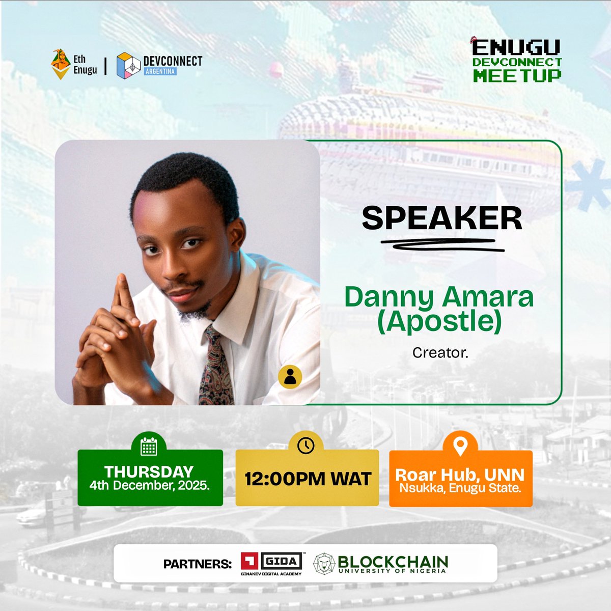 Eth_Enugu's tweet image. We’re thrilled to announce our first set of speakers for the Enugu Devconnect Meetup!!

Joining us are @Snapcrackle from @EFetheverywhere, @naps_thelma, @apostleofdesign &amp;amp; @kevin_chibuoyim  - our Lead/Convener of @Eth_Enugu

Reg: luma.com/c990o35b

Come tap @EFDevcon tales!…