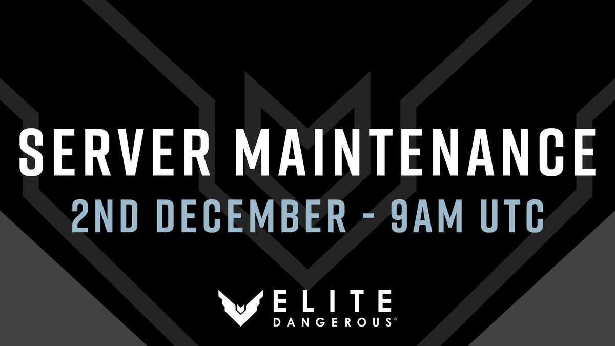 EliteDangerous's tweet image. Greetings Commanders,

Servers will be offline on Tuesday 2nd December from 9am UTC in order to deploy the Caspian Explorer Update.

Estimated downtime is expected to be 3 hours and we will update when the servers are once again available.