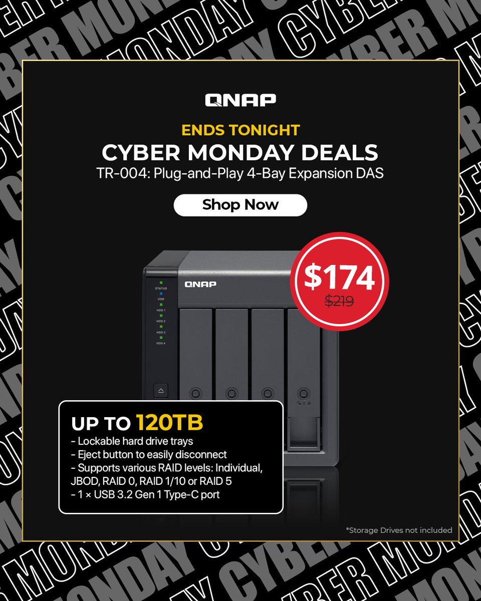 QNAP_nas's tweet image. ⏳ Last 24 Hours.
Black Friday &amp;amp; Cyber Monday deals end tonight.
Once the clock hits zero, so do the discounts. ⚡

🪽 BTW is that bird still flying around our posts?
Asking for a NAS-winning friend. 😉

🛍️Shop Now! qnap.to/8d76e9

#BlackFridayDeals #QNAPNAS #TechDeals