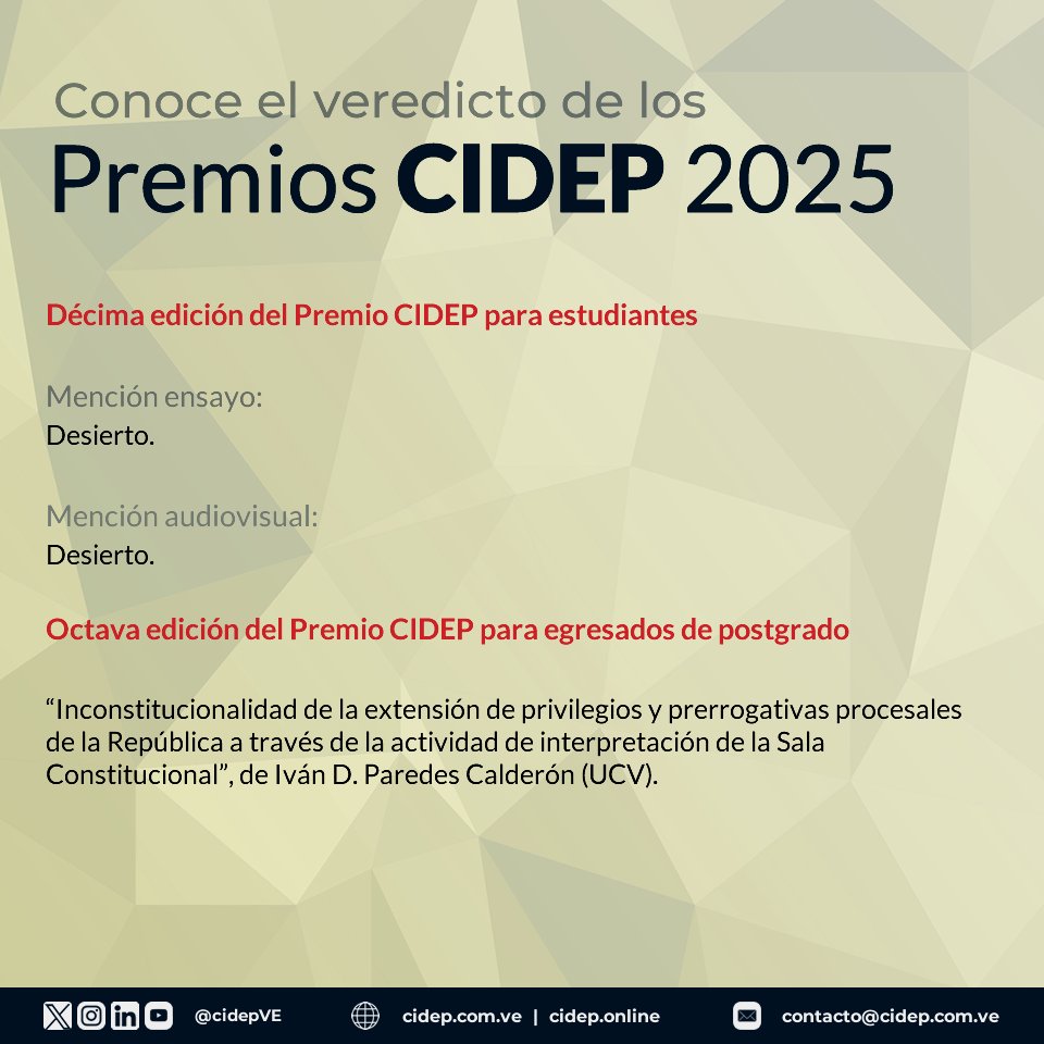 Conoce el veredicto de los Premio CIDEP 2025. Agradecemos a los estudiantes de pregrado y egresados de postgrado que participaron, a la par que les invitamos a estar atentos a la edición 2026 de ambos premios.