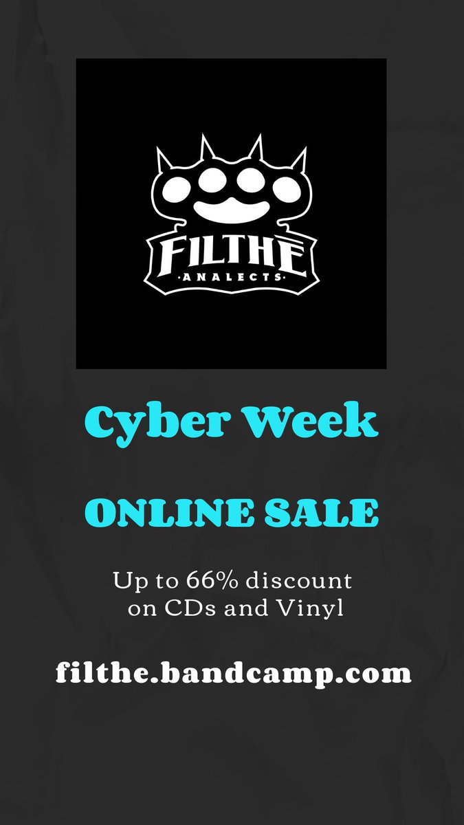 FiltheRecords's tweet image. Filthē Analects inventory sale
Happening right now!

Cyber Week
December 1 - 5

Up to 66% off all vinyl and cds on band camp and our website.

filthe.bandcamp.com
filtherecords.com