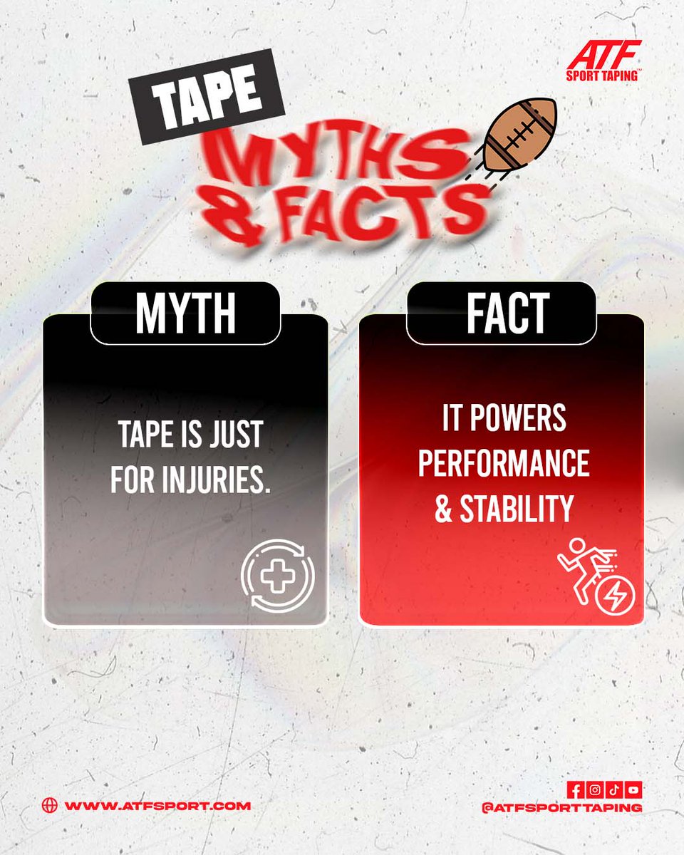 Myth vs Fact 🎯

Tape isn’t just for injuries — it helps athletes stay stable, supported, and performing at their best. 💪🔥

Strap smart. Play stronger.

#ATFSportTaping #SportsTape #RugbyTape #PerformanceSupport #TapeMyths #PlayWithConfidence
