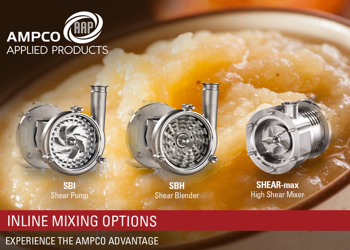 Create the perfect texture, flavor, and color with these inline #mixing and #blending pumps from #AmpcoAppliedProducts (AAP).

> SBI shear pump
> SBH shear blender
>SHEAR-max high shear mixer

Learn more:
ampcopumps.com/sbi/
ampcopumps.com/sbh/
ampcopumps.com/shear-max/